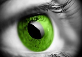 Green eye symbolising fresh eyes on innovation.