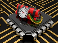 Timebomb on a computer chip, representing a technology timebomb