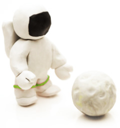 Spaceman and moon symbolising how Anatellô innovation consultancy helps you journey into the unknown and to innovate.