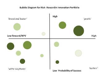 Bubble Diagram showing risk and reward in innovation portfolio