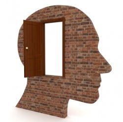 Brain with open door symbolising openmindedness